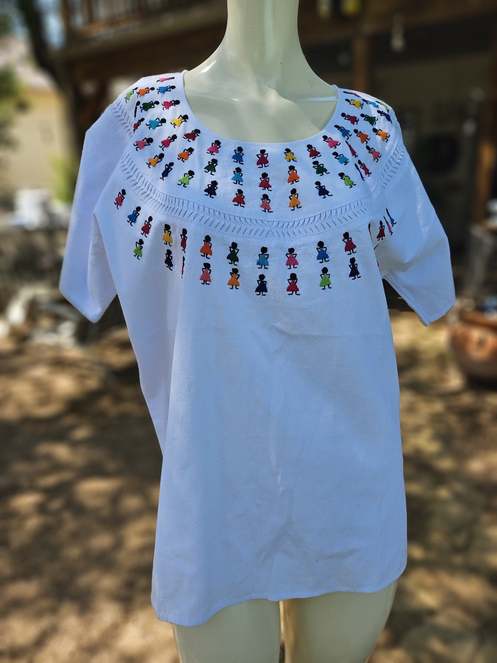 New W Tag Arte Huaxyakak White Embroidered Cotton Top - Multicolor UT (M)